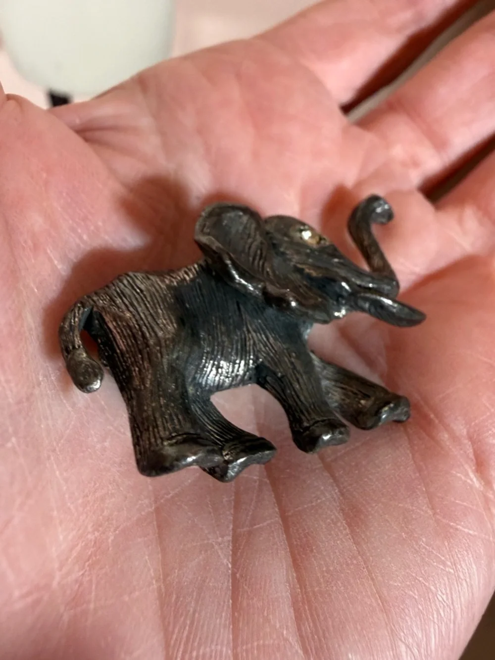 Vintage Hobe' Silver Elephant Lucky trunk up Brooch